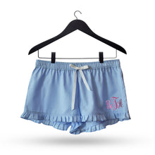 Load image into Gallery viewer, Blue Cotton Monogrammed Pajama Shorts