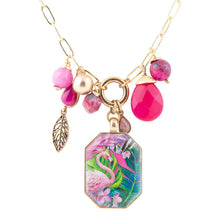 Load image into Gallery viewer, Flamingo Pink Agate Golden Pendant Necklace