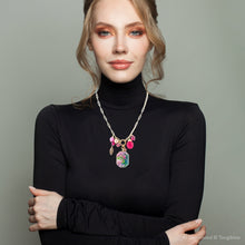 Load image into Gallery viewer, Flamingo Pink Agate Golden Pendant Necklace