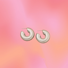 Load image into Gallery viewer, Chunky Ribbed Titanium Hoop