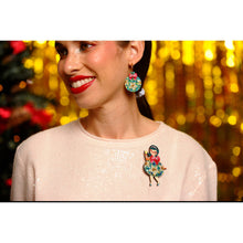 Load image into Gallery viewer, Floral Christmas Tree Lady Ornament Brooch by Laliblue