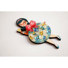 Load image into Gallery viewer, Floral Christmas Tree Lady Ornament Brooch by Laliblue
