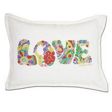 Load image into Gallery viewer, Flower Power Love Letters Hand-Embroidered Pillow - Available in Bright or Pastel by CatStudio