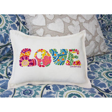 Load image into Gallery viewer, Flower Power Love Letters Hand-Embroidered Pillow - Available in Bright or Pastel by CatStudio