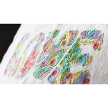 Load image into Gallery viewer, Flower Power Love Letters Hand-Embroidered Pillow - Available in Bright or Pastel by CatStudio