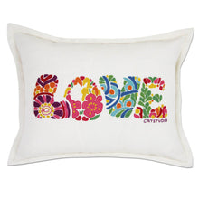 Load image into Gallery viewer, Flower Power Love Letters Hand-Embroidered Pillow - Available in Bright or Pastel by CatStudio