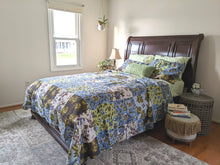 Load image into Gallery viewer, Tache Mystical Forest Green Blue Leaves Cotton Quilt Set (KST1504)