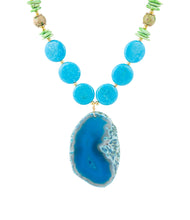 Load image into Gallery viewer, Fresh Twist Lime and Blue Agate Pendant Necklace