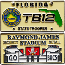 Load image into Gallery viewer, GL11-001 FHP Florida Highway Patrol State Police Tampa Bay Stadium Security Detail License Plate Challenge Coin