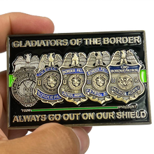 Load image into Gallery viewer, EL13-003 Border Patrol Agent Timeline CBP BPA Challenge Coin Thin Green Line Honor First CA AZ TX NM
