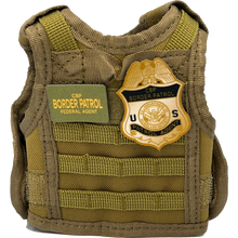 Load image into Gallery viewer, BRB-002-A Border Patrol Agent Tactical Beverage Bottle or Can Cooler Vest CBP BPA with removable patches perfect gift for Challenge Coin collectors