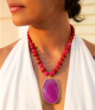 Load image into Gallery viewer, Fuchsia Sunset Purple Agate Pendant Necklace