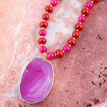 Load image into Gallery viewer, Fuchsia Sunset Purple Agate Pendant Necklace