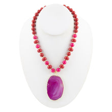 Load image into Gallery viewer, Fuchsia Sunset Purple Agate Pendant Necklace