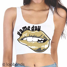 Load image into Gallery viewer, Game Day Lips Crop Tank Top