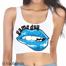Load image into Gallery viewer, Game Day Lips Crop Tank Top