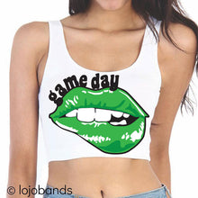 Load image into Gallery viewer, Game Day Lips Crop Tank Top