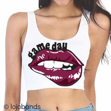 Load image into Gallery viewer, Game Day Lips Crop Tank Top