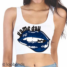 Load image into Gallery viewer, Game Day Lips Crop Tank Top