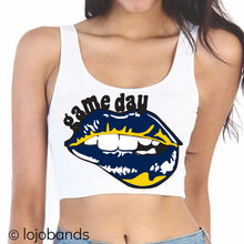 Load image into Gallery viewer, Game Day Lips Crop Tank Top