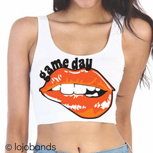 Load image into Gallery viewer, Game Day Lips Crop Tank Top