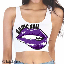 Load image into Gallery viewer, Game Day Lips Crop Tank Top