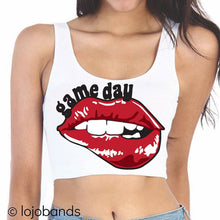 Load image into Gallery viewer, Game Day Lips Crop Tank Top