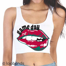 Load image into Gallery viewer, Game Day Lips Crop Tank Top