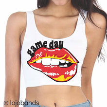 Load image into Gallery viewer, Game Day Lips Crop Tank Top