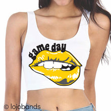 Load image into Gallery viewer, Game Day Lips Crop Tank Top