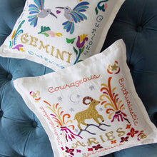 Load image into Gallery viewer, Gemini Astrology Hand-Embroidered Pillow by Cat Studio
