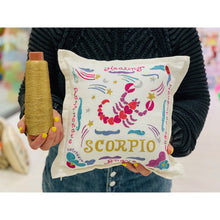 Load image into Gallery viewer, Gemini Astrology Hand-Embroidered Pillow by Cat Studio