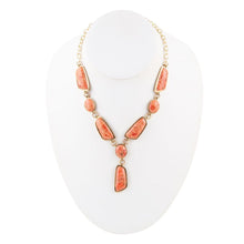 Load image into Gallery viewer, Genuine Orange Sponge Coral Golden Abstract Statement Necklace