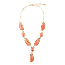 Load image into Gallery viewer, Genuine Orange Sponge Coral Golden Abstract Statement Necklace