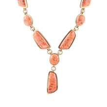 Load image into Gallery viewer, Genuine Orange Sponge Coral Golden Abstract Statement Necklace
