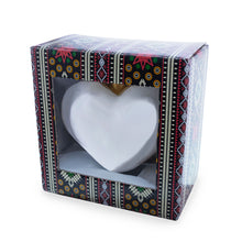 Load image into Gallery viewer, Blue Folk Art Whimsical Doves &amp; Flowers Heart Glass Ornament