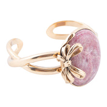 Load image into Gallery viewer, Gifted Pink Rhodonite Golden Bow Cuff Bracelet