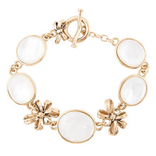 Load image into Gallery viewer, Gifted White Mother of Pearl Golden Bow Link Bracelet