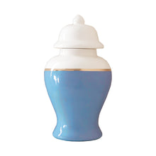 Load image into Gallery viewer, French Blue Color Block Ginger Jar with Gold Accent
