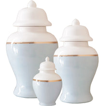 Load image into Gallery viewer, Hydrangea Light Blue Color Block Ginger Jar with Gold Accent