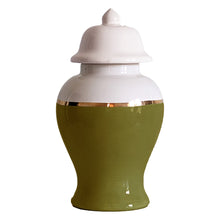 Load image into Gallery viewer, Moss Green Color Block Ginger Jar with Gold Accent
