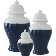 Load image into Gallery viewer, Navy Blue Color Block Ginger Jar with Gold Accent