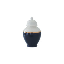 Load image into Gallery viewer, Navy Blue Color Block Ginger Jar with Gold Accent