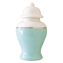 Load image into Gallery viewer, Robin's Egg Blue Color Block Ginger Jar with Gold Accent