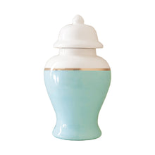 Load image into Gallery viewer, Robin's Egg Blue Color Block Ginger Jar with Gold Accent