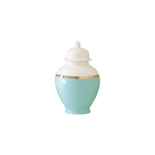 Load image into Gallery viewer, Robin's Egg Blue Color Block Ginger Jar with Gold Accent