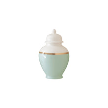 Load image into Gallery viewer, Sea Glass Color Block Ginger Jar with Gold Accent