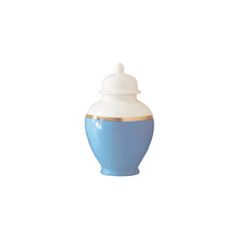 Load image into Gallery viewer, French Blue Color Block Ginger Jar with Gold Accent