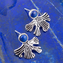 Load image into Gallery viewer, Ginko Blue Lapis and Sterling Silver Stud Earrings