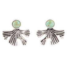 Load image into Gallery viewer, Ginko Blue Turquoise and Sterling Silver Stud Earrings